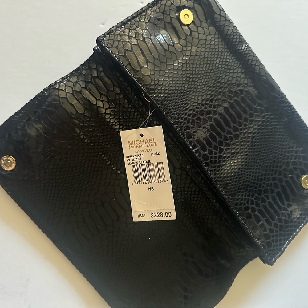 Michael Kors Black Glazed Python Embossed Leather… - image 3